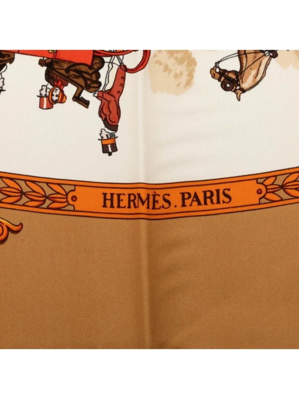 Hermes Carre 90 la Promenade de Longchamps Walk to Long Chien Scarf Beige White